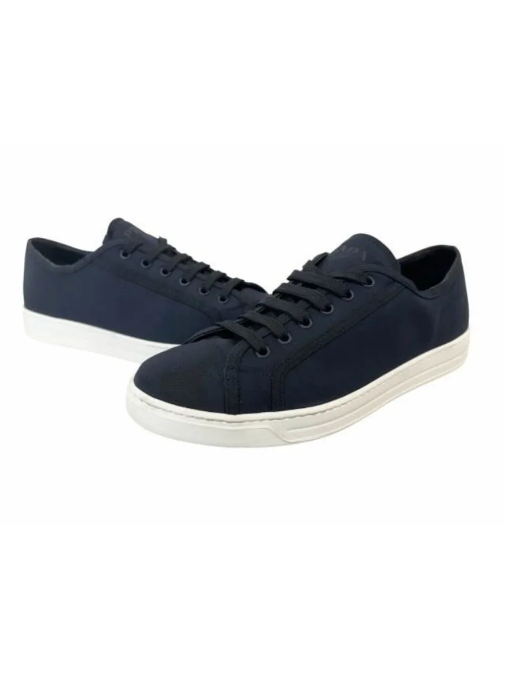 Prada Canvas Sneaker Low Cut Sneakers Navy 8.5